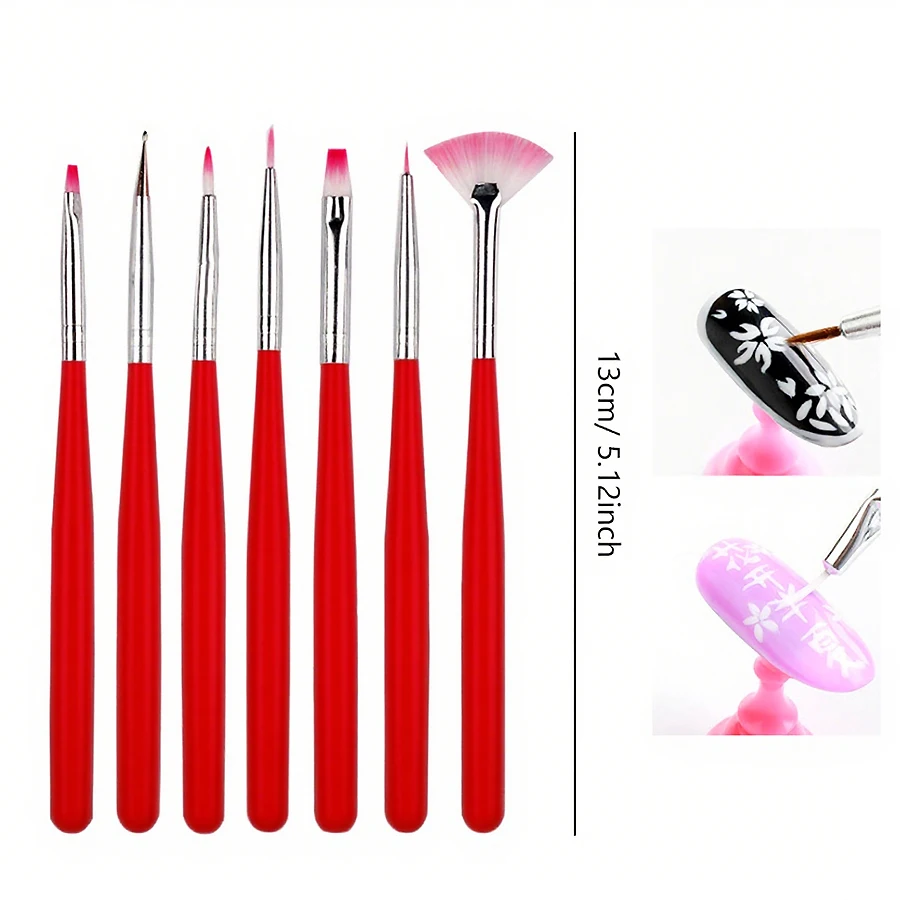 Nail Art Pinsel Set, Dual-Ended Dotting Pen Zeichnung Schnitzen Marmor Nagelstift Flat Liner für Acryl Gel Polish Maniküre – Detail 7