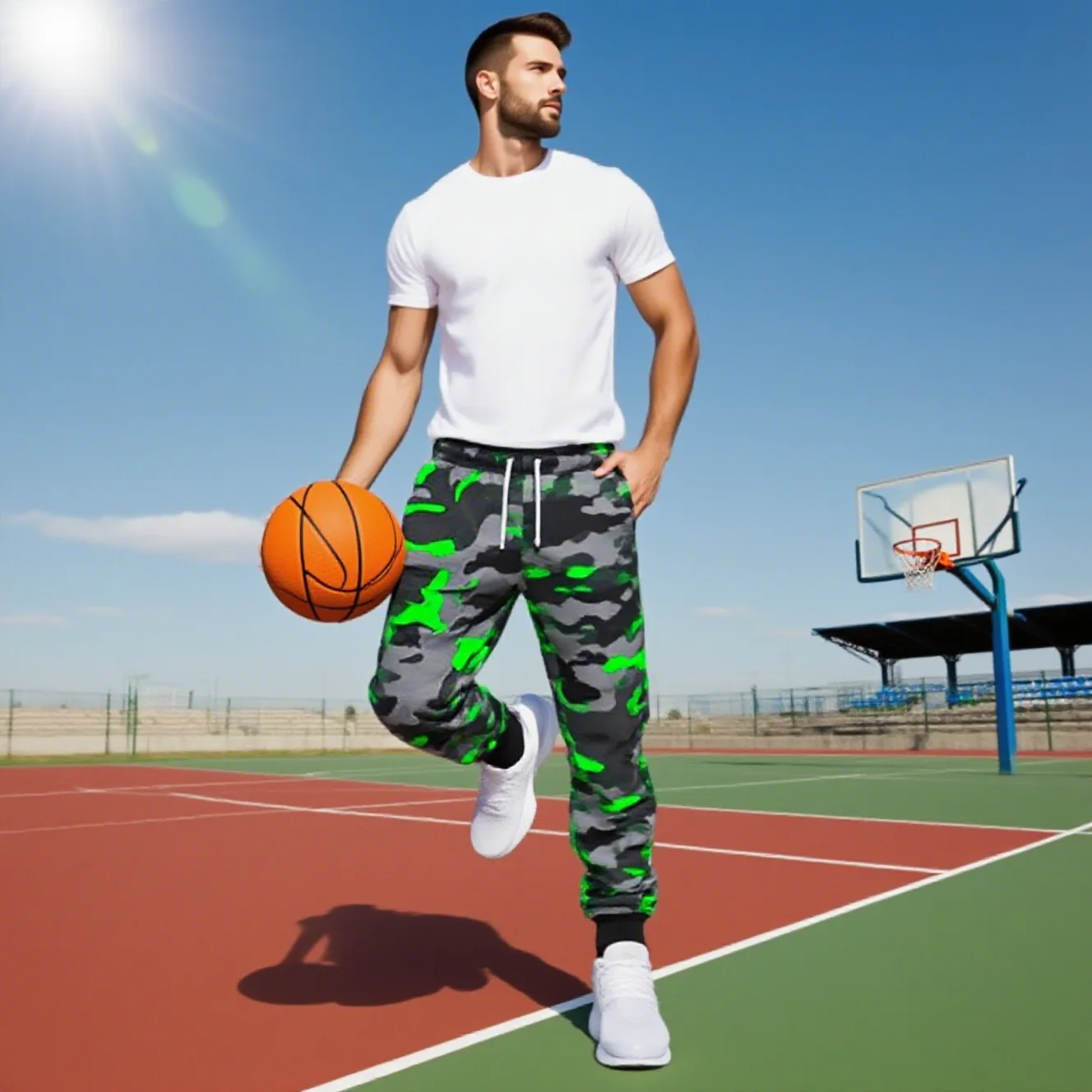 

2025 New Running Pants Men's Camouflage Elastic Waist Waist Pants Drawstring Casual Foot binding Waist Pants Casual Running Pant