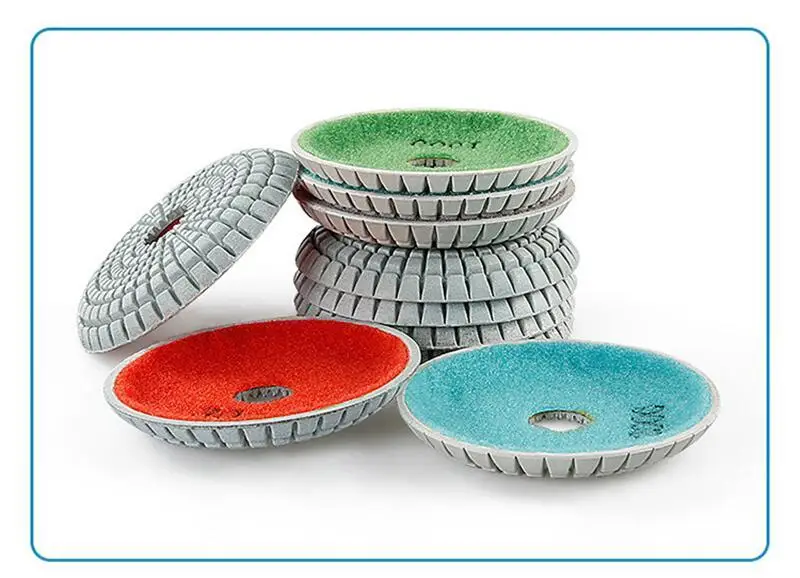 7-teiliges 4" 100mm Konvex-Polierpad-Set, Nass-Schleifscheiben in Schalenform für Granit, Stein, Beton, Marmor mit Gummiunterlage – Detail 8