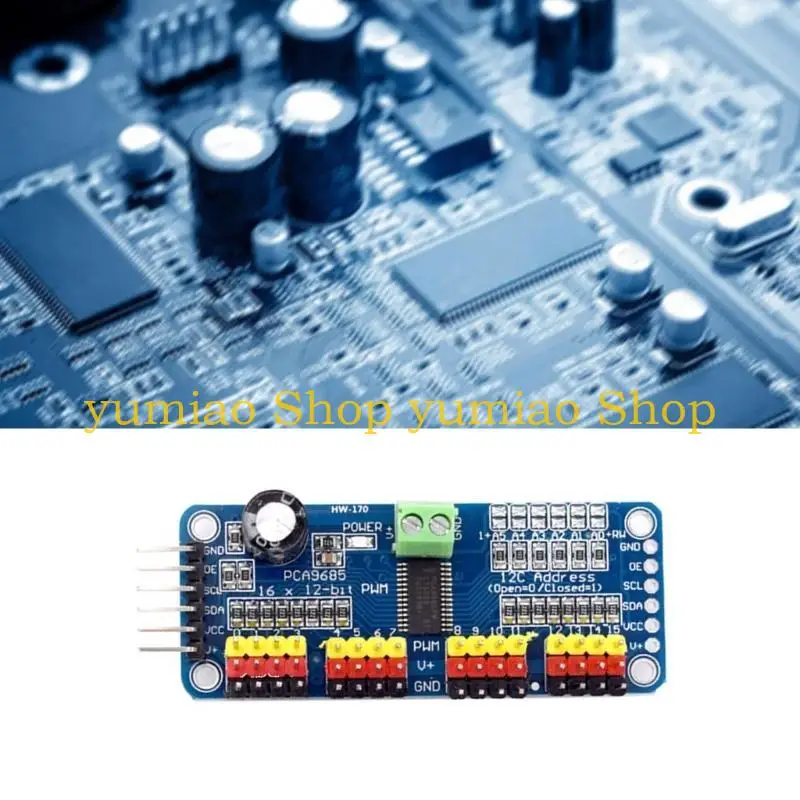 

587B 2Pcs PCA9685 16 Channel 12-bit PWM Servo Motor Driver Board interfaces Controllers PCA9685 Module for RPi Accessory