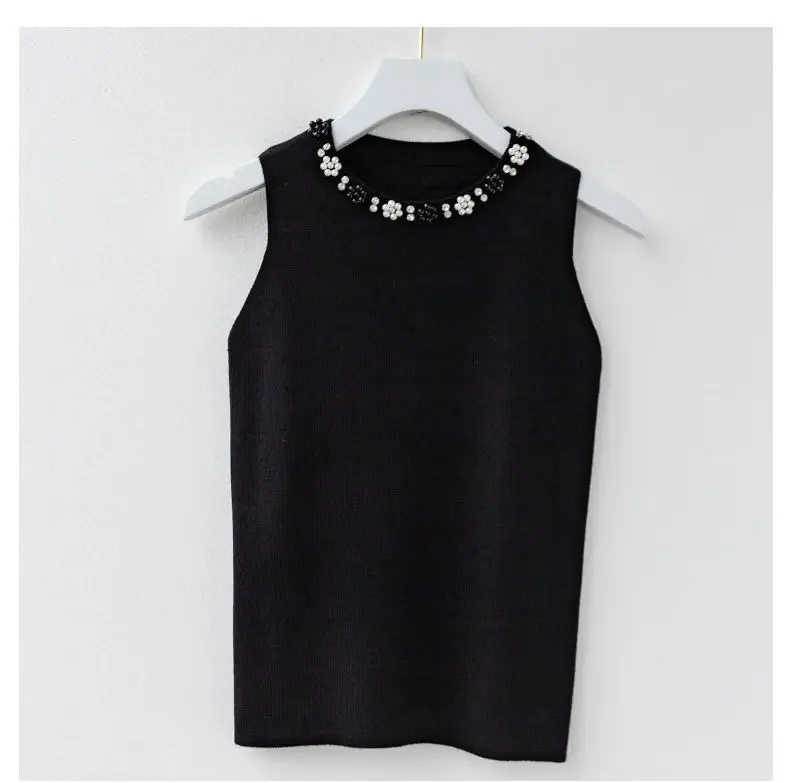 Ice Silk New Knitted suspender vest for women's outerwear and inner layering sleeveless vest as a base shirt  tank top women