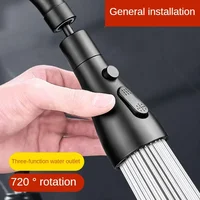 Cabezal de pulverización para grifo, color negro, 3 modos, ajustable, giratorio de 360 grados, presión Universal, rociador, extensor de grifo, burbujeador