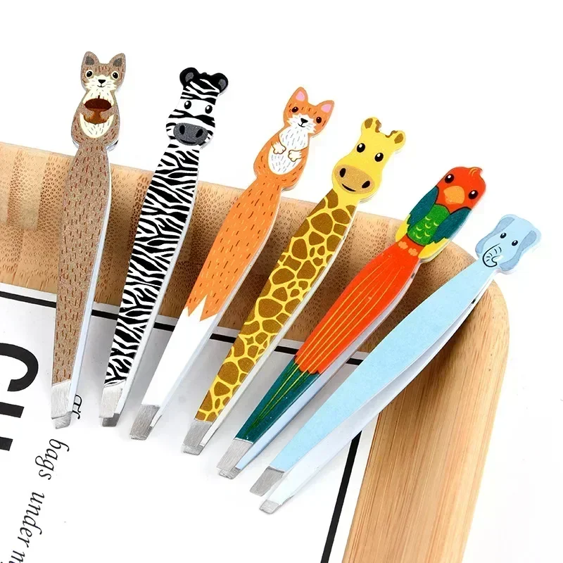 Cartoon Animals Eyebrow Tweezer Colorful Hair Beauty Fine Hairs Puller Stainless Steel Makeup  Eye Brow Clips Removal Tools