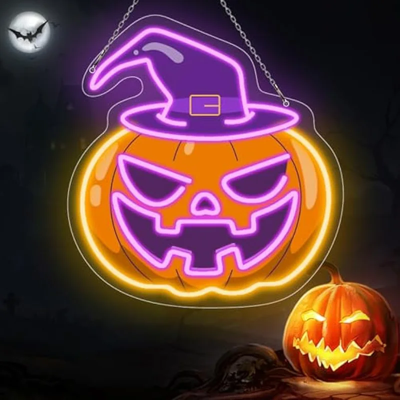 

Halloween Pumpkin Neon Sign Wall Decor for Bedroom Children's Room Living Room Party Halloween Bar Man Cave Birthday