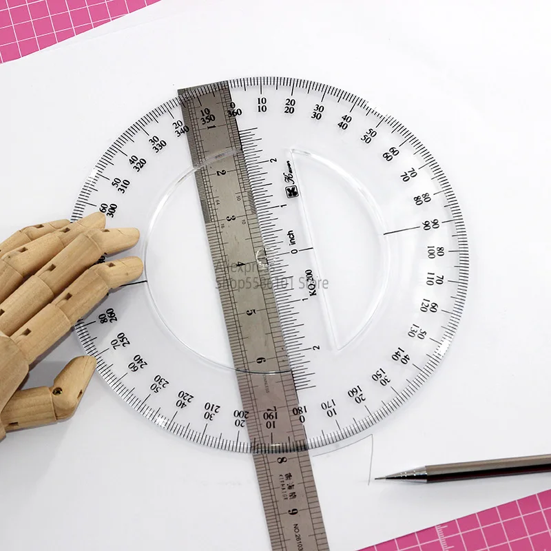 20cm/7.87 in diameter 360 degree thickness measuring angle ruler round ruler accurate mathematical round template