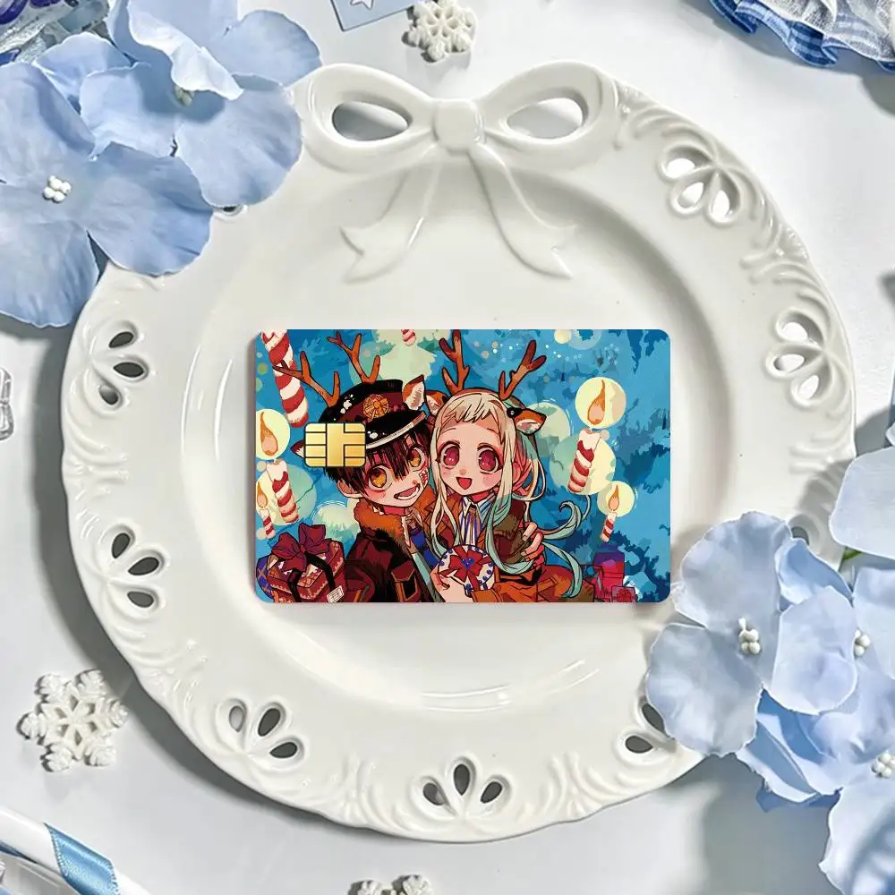 Anime Toilet-Bound Hanako-kun  Bank Credit Cards Bus Pass Stickers Cool Decoration Waterproof 4PCS Card