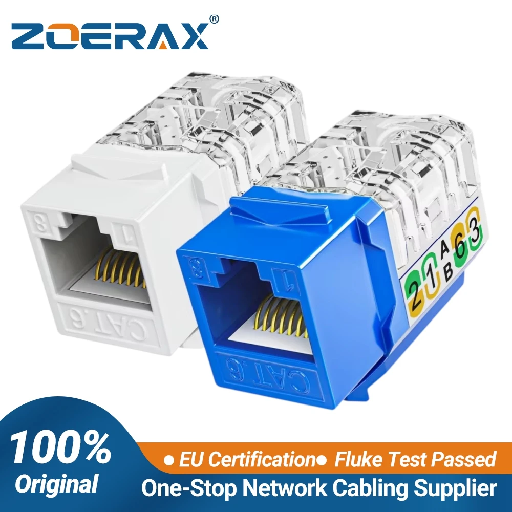 ZoeRax RJ45 Cat6 Keystone Jacks,Slim Profile 90-Degree Ethernet Punch Down Keystone Jack,Compatible Patch Panel and Wall Plate