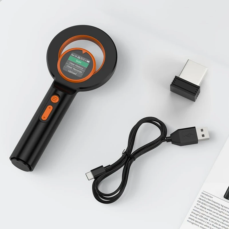 Bluetooth Pet Micro-Chip Reader,3-In-1(2.4Ghz Wireless+Bluetooth+USB) Animal Universal Microchip-Tag Reader Scanner