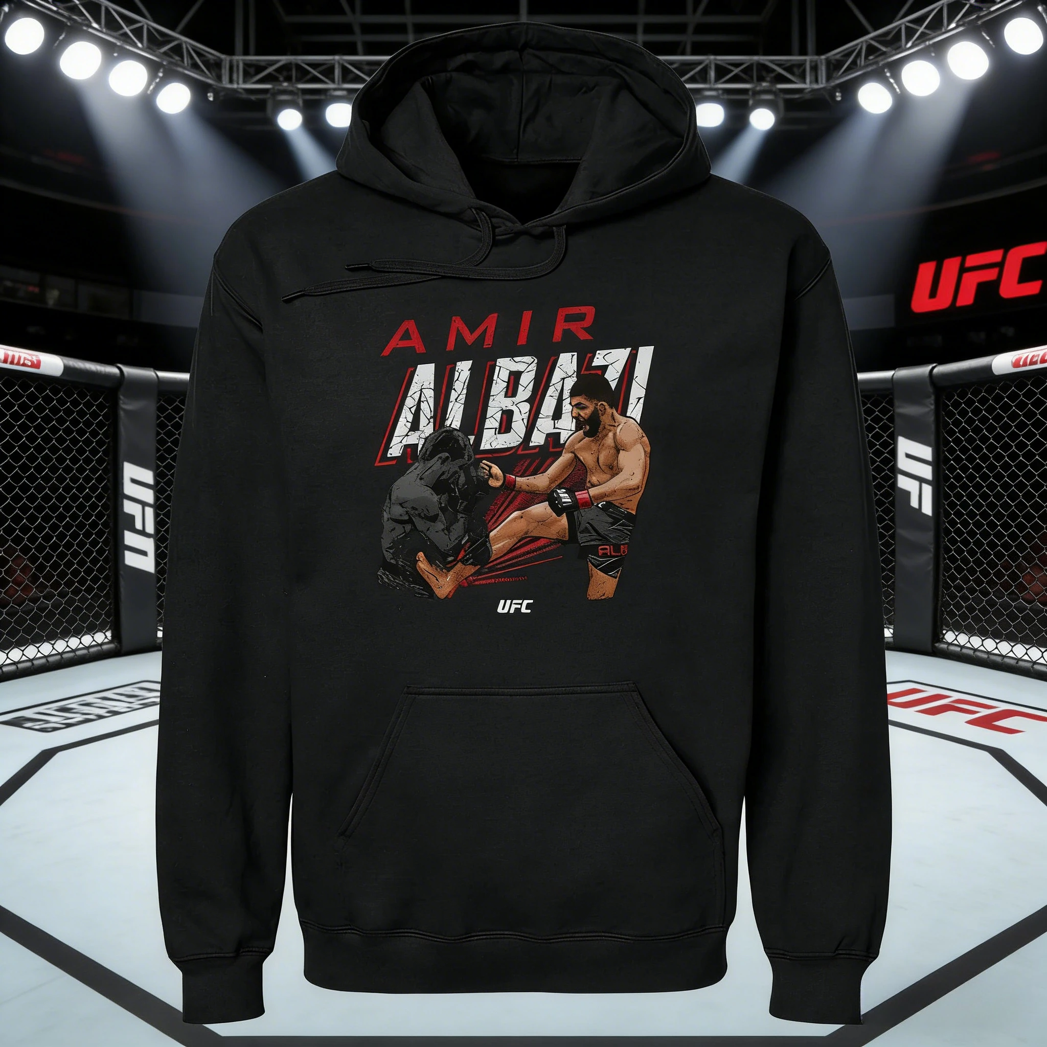 2026 outono/inverno ucfc amir albazi combate gráfico hoodie moda feminina solta casual algodão quente moletom unisex casaco