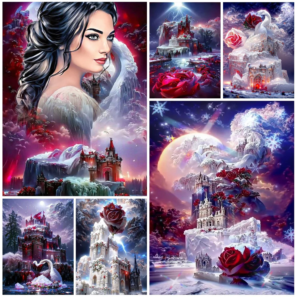 New Cross Stitch Diamond painting Dream castle home Diy square full diamond Mosaic home decoration PP5056