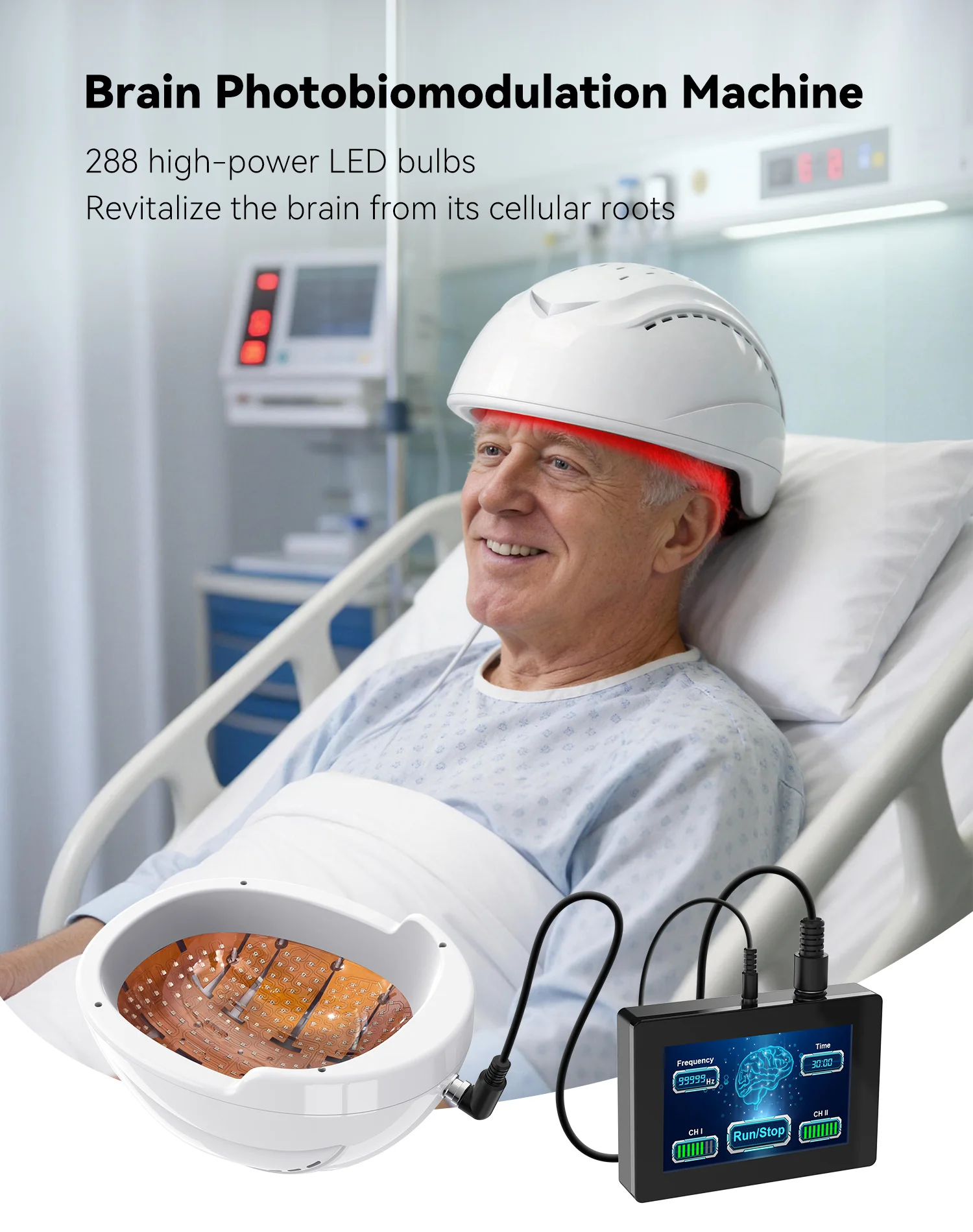 Suyzeko High Penetration 1070 nm Photobiomodulation Helmet Neurofeedback hine for Brain Wellness and Long Term Maintenance