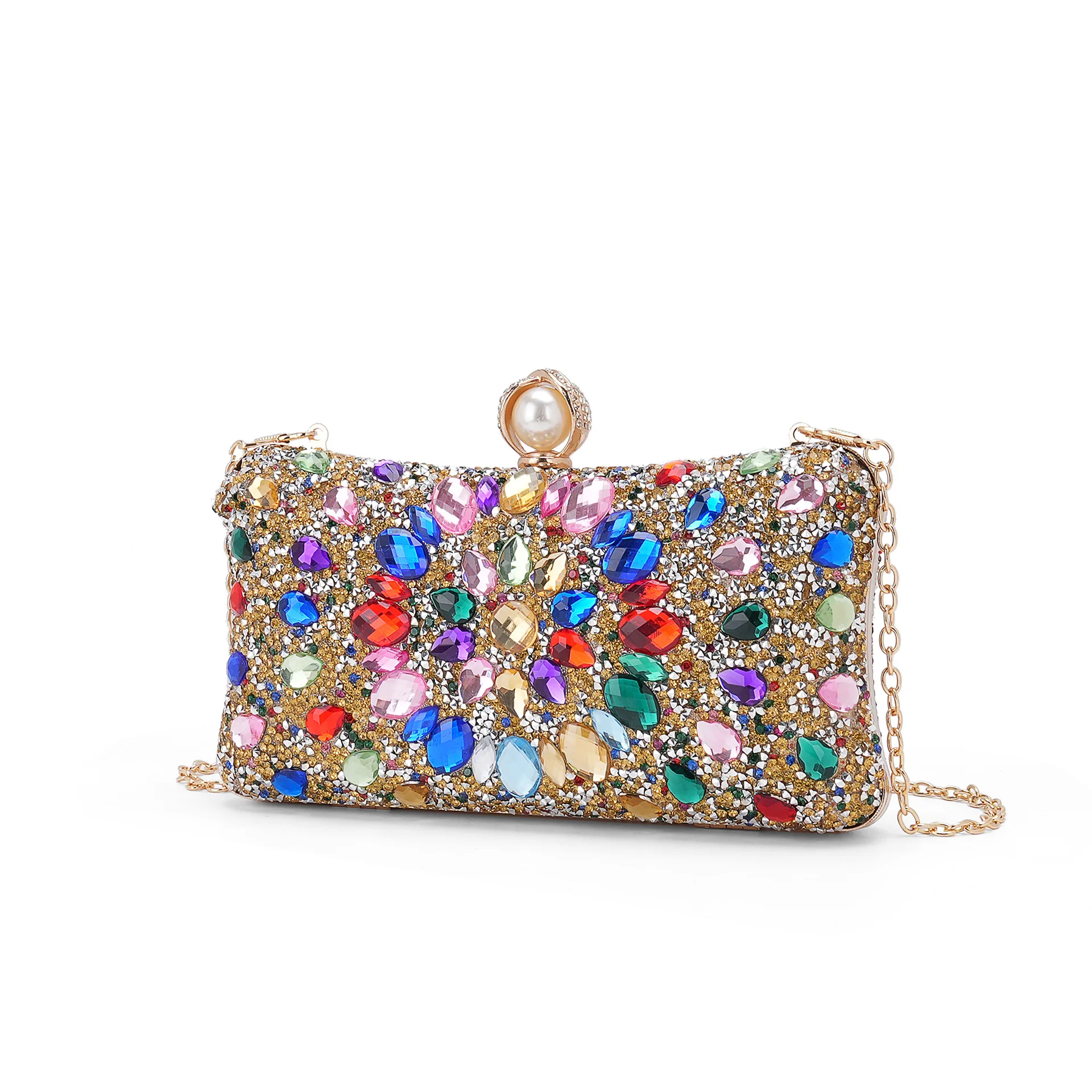 Colored Sparkling Gemstones Colored Bags Spot Banquet Bridal Oblique Cross Handheld Fashion Bags Sac À Main Femme Luxe De Marque