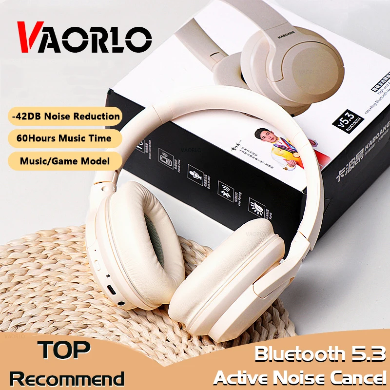 

ANC Active Noise Canceling Wireless Headphones Bluetooth 5.3 HiFi Bass Stereo Headset 60 Hours Music Time for PS4 PS5 Laptop