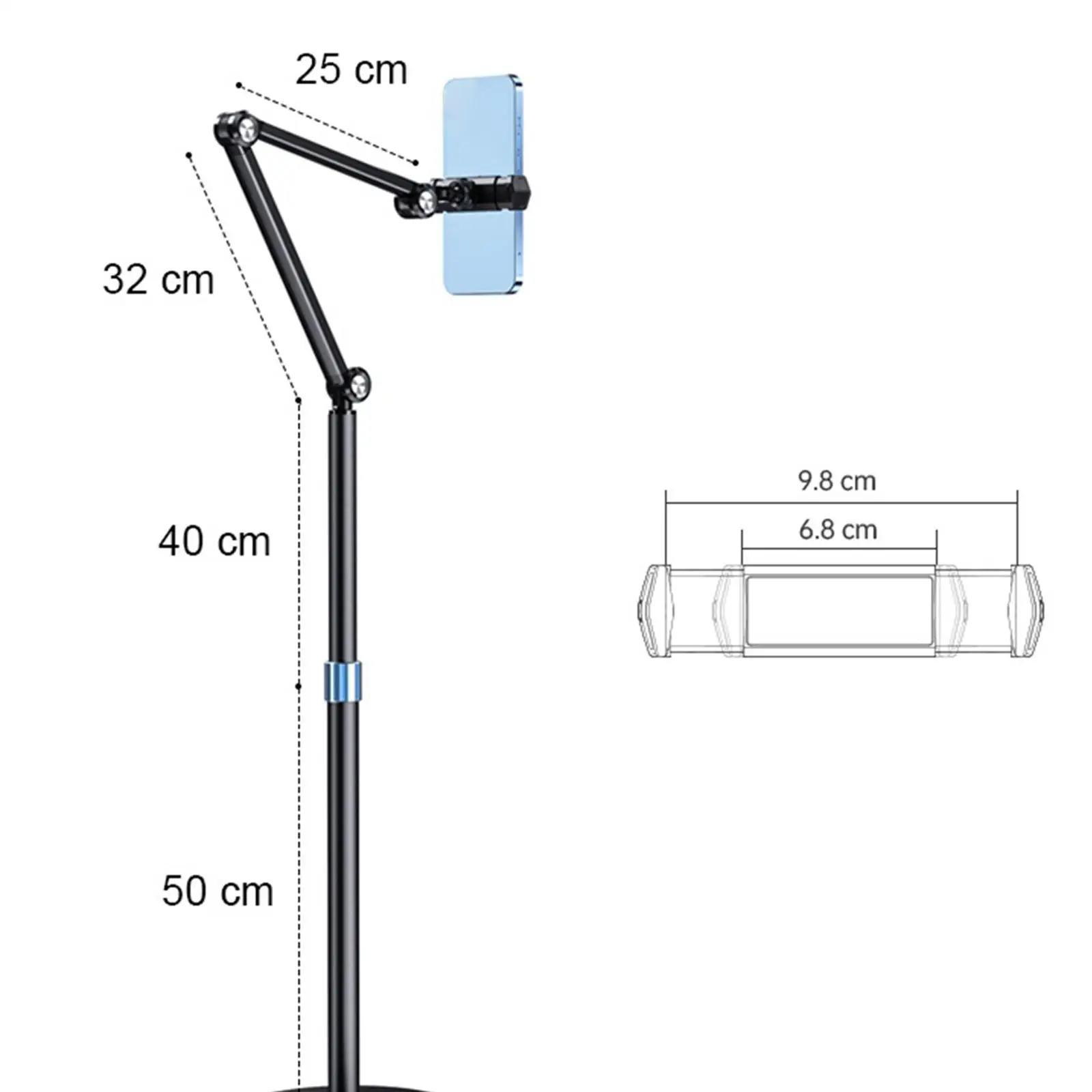 Imagem -06 - Tablet Universal Floor Stand 360 Giratória Liga de Alumínio Base Estável Suporte do Telefone