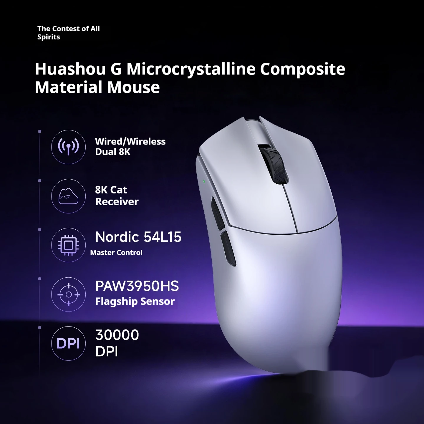 WLmouse Beast G Mouse Microcrystalline Composite Wireless Gaming Mouse Dual 8K PAW3950HS Nordic54L15 Lightweight Gamer Accessory