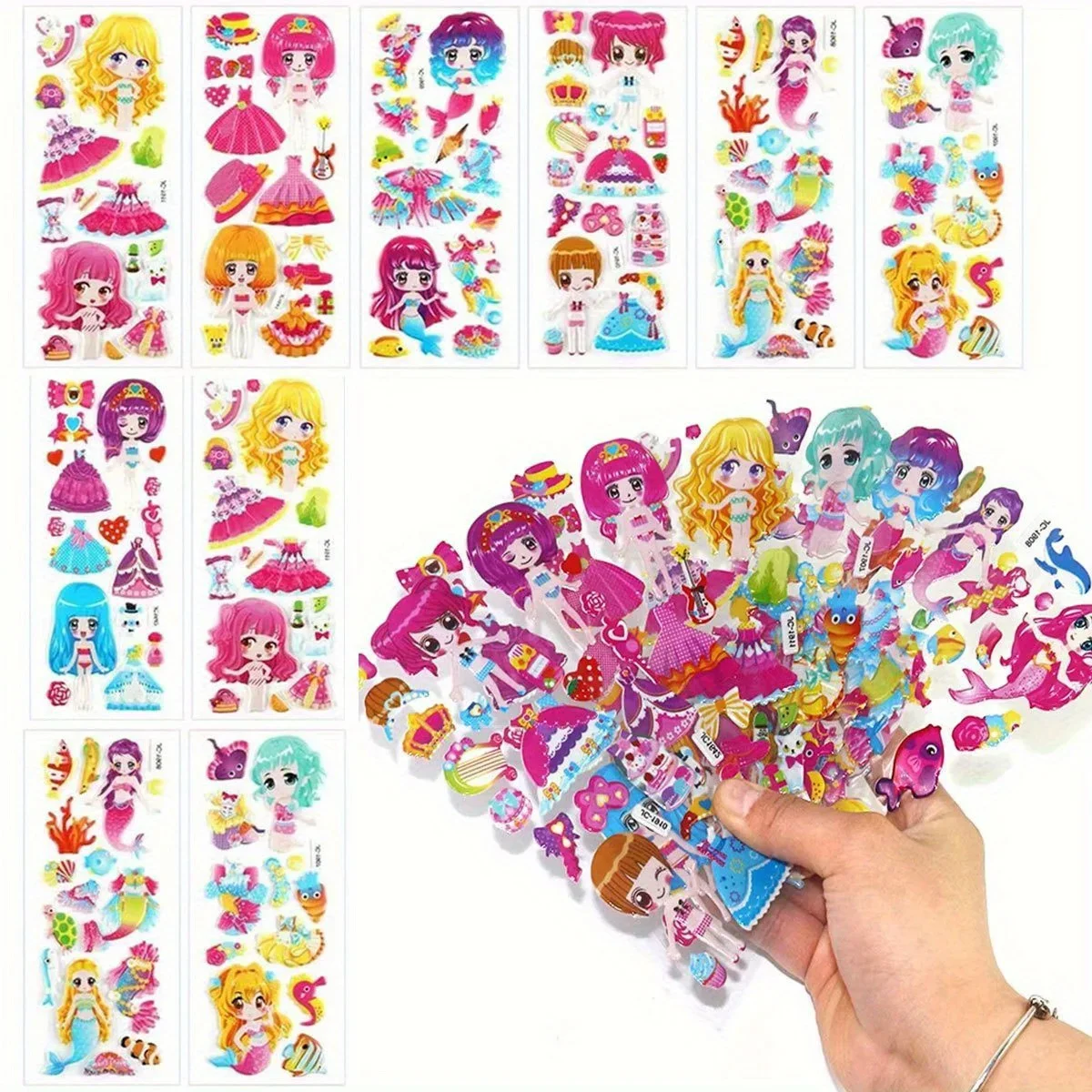 

6 Sheets Reusable Wardrobe Sticker DIY Fashion Design Creative Art Home Decor Removable Bubble Stickers ZSY