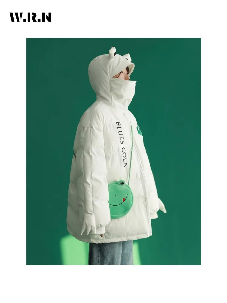 

Women Casual Sweet Long Sleeve Single Breasted Parkas 2023 Autumn Winter Letter Print Outerwear Jacket Fashion Warm Kawaii Coat