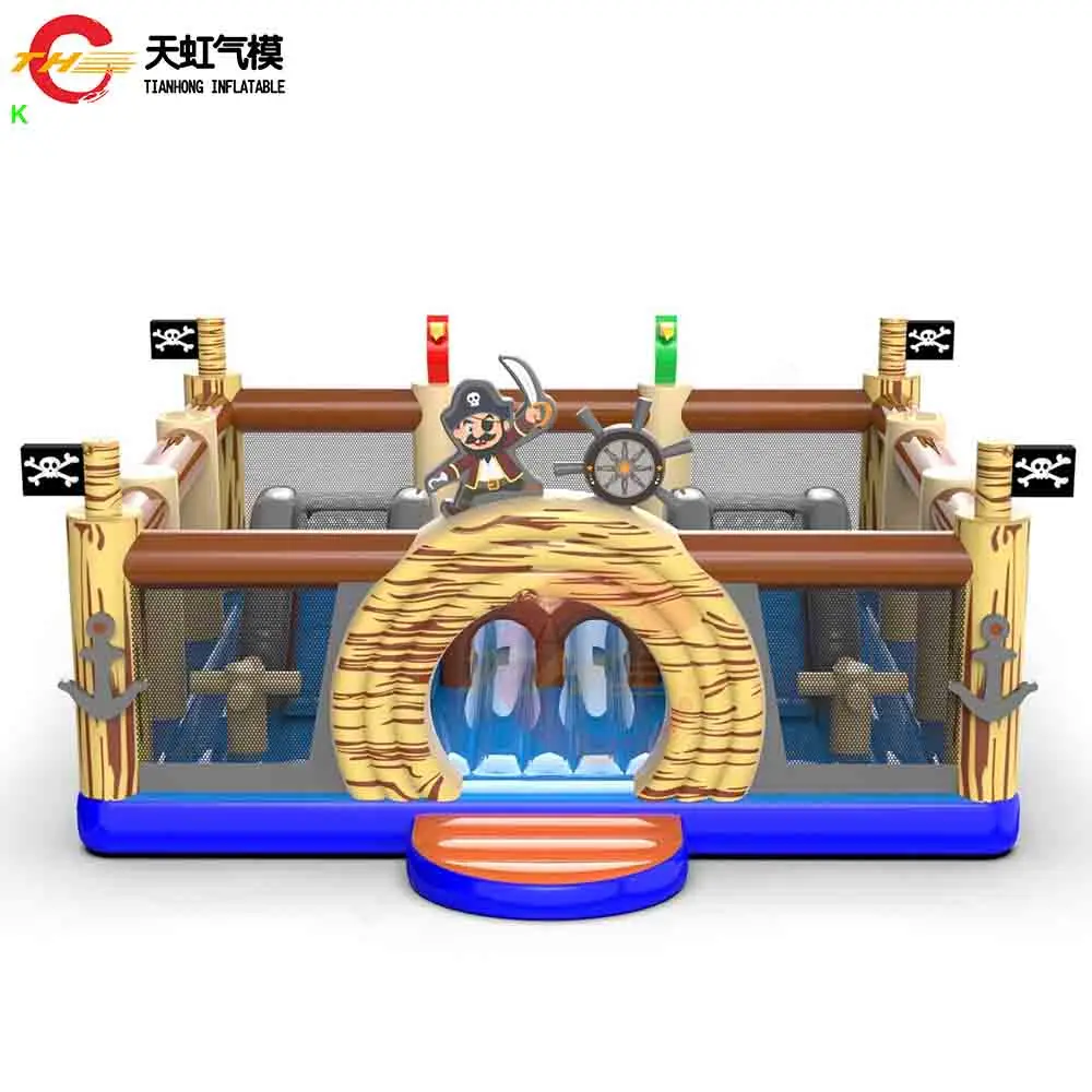 Aire de jeux gonflable Durable commerciale avec obstacles, château gonflable à thème Pirate, maison de saut Moonwalk