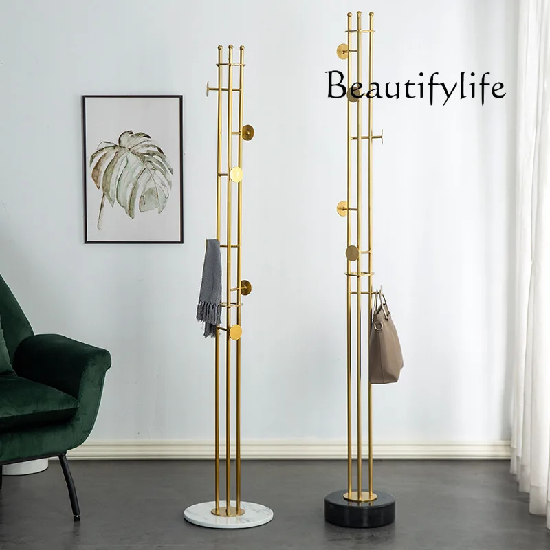 Designer coat rack floor-to-ceiling marble chassis simple modern living room light luxury clothes rack