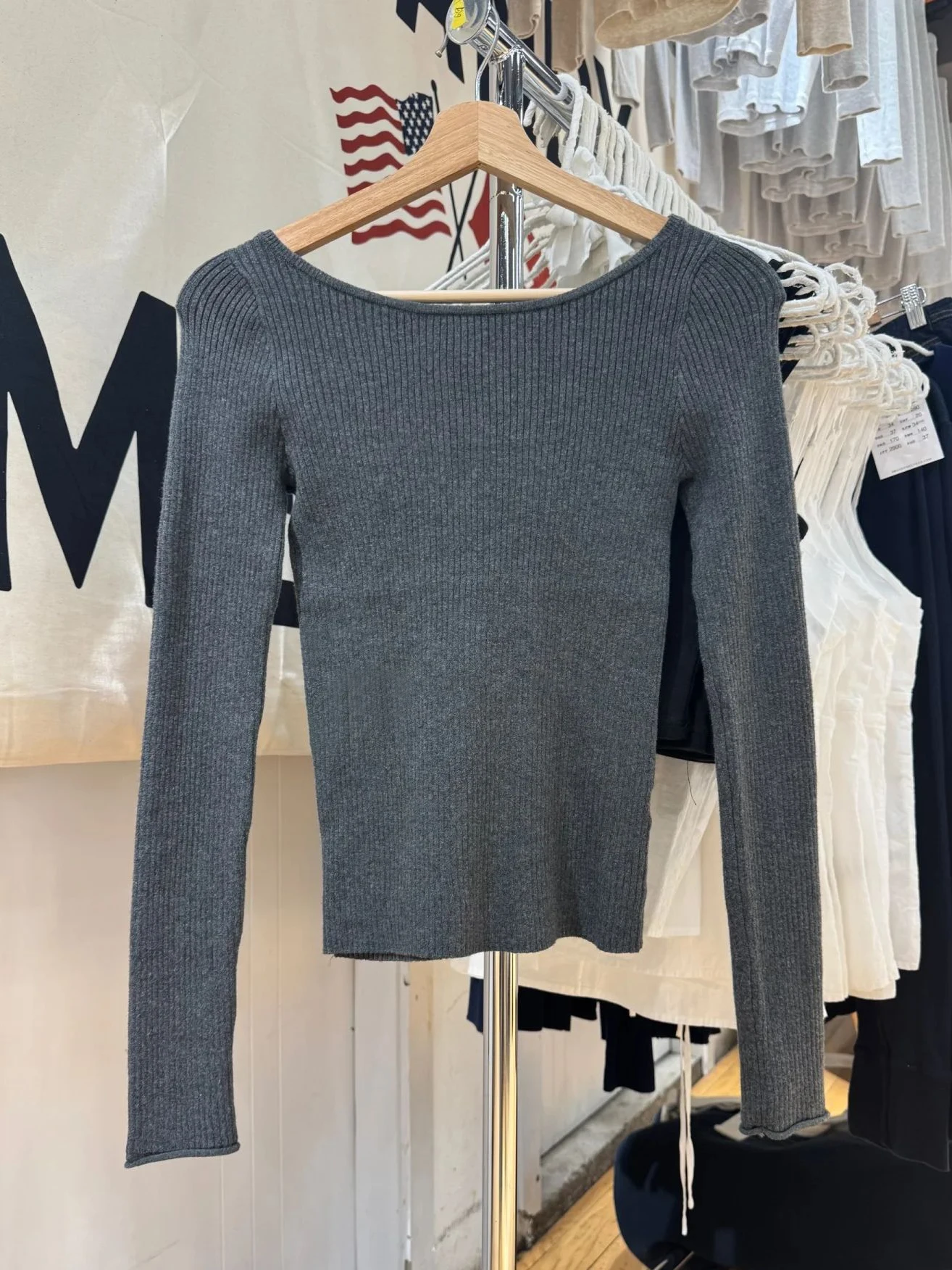 New Dark Gray Knit Long Sleeve Sweater Women Scoop Neck Cotton Slim Basic Knitwear Female Simple Casual All--match Pullover Tops