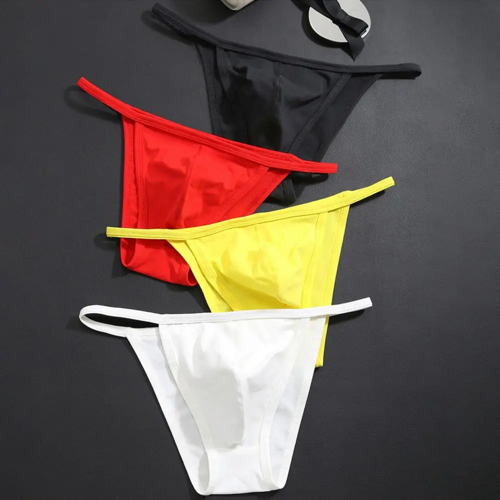 Men Sexy Thong Panties Low Waist Briefs U-Shaped Pouch Stretchy Underwear Breathable Panties Intimate Hot Man Sexy Underwear