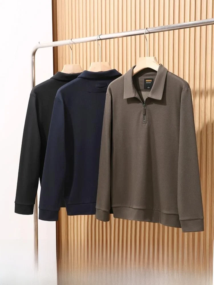 

Мужская осенне-зимняя повседневная футболка из модала Long Sve irt Warm Fce f Zip