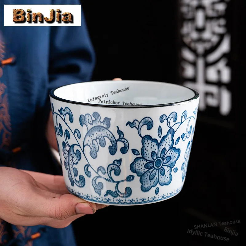 Blue And White Auspicious Dragon Separated Jianshui Tea Wash Bowl Water Washing Slag Tank Household Chaxi Cha Collection Gifts