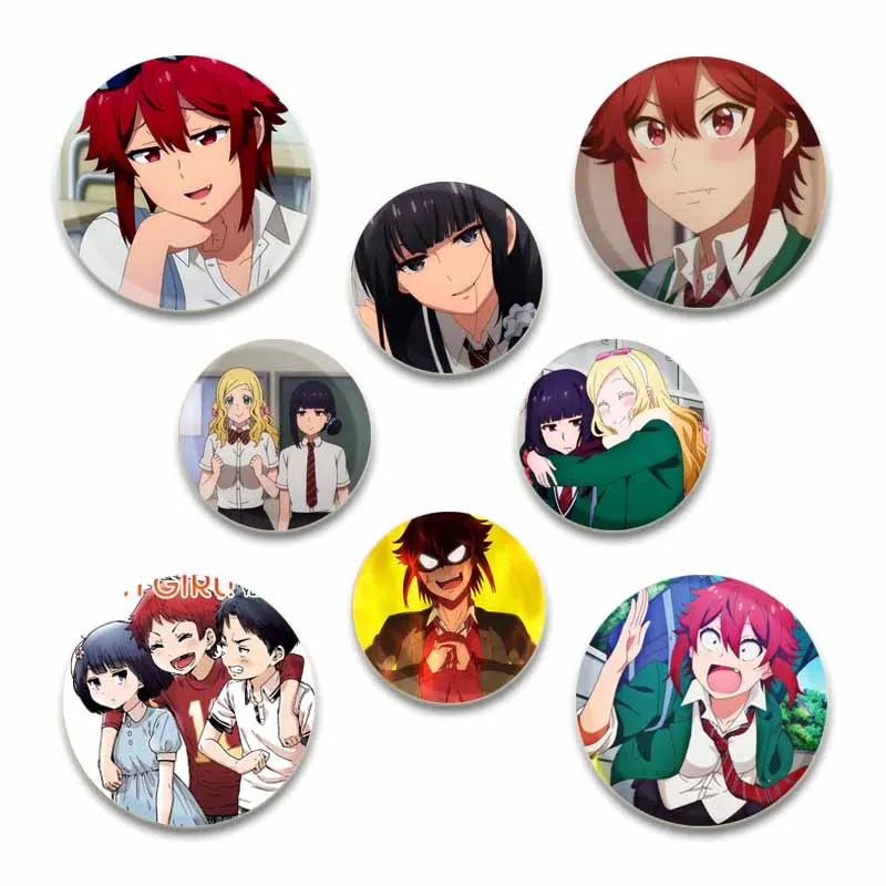 58/32/44mm Anime Tomo-chan Is A Girl! Brooch Badge Snap-in Button Pins Brooches for Clothes Accessories Jewelry Gifts