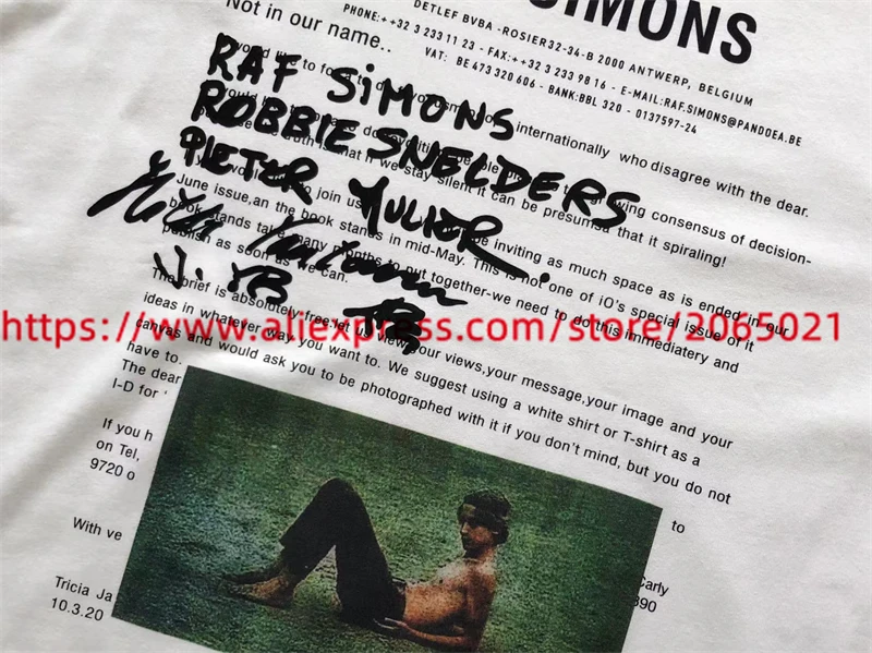 2024ss Raf Simons T Shirt Men Women 1:1 Best Quality Summer Style White Top Tee T-shirt