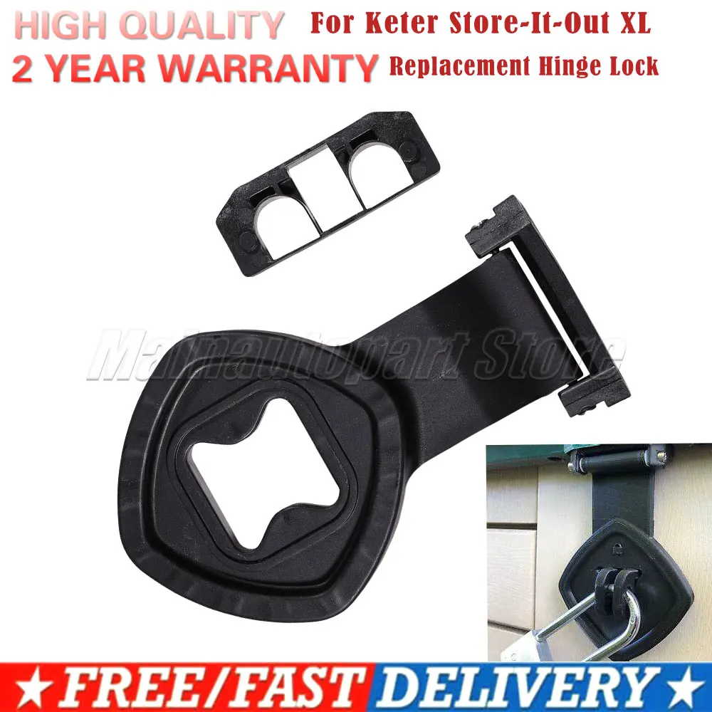 Fechadura de dobradiça de substituição Keter W26H para caixa de armazenamento Keter Store it Out - Woodland Midi SIO XL