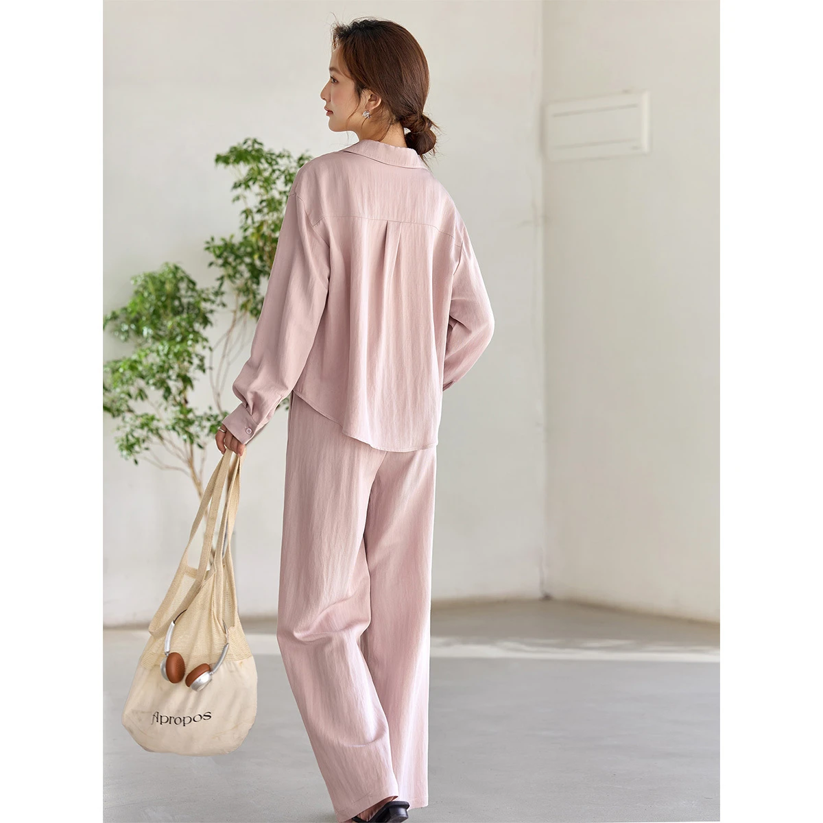 VIMLY Women's Old Money Style Suit 2026 Spring New Pink Twist Front Blouse White Tank Top Solid Wide Leg Pant 3 Piece Set A3679