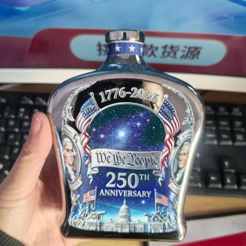 1776-2026 Founding Anniversary Bottle, Handcrafted Glass Wineware, Gift & Collection Use