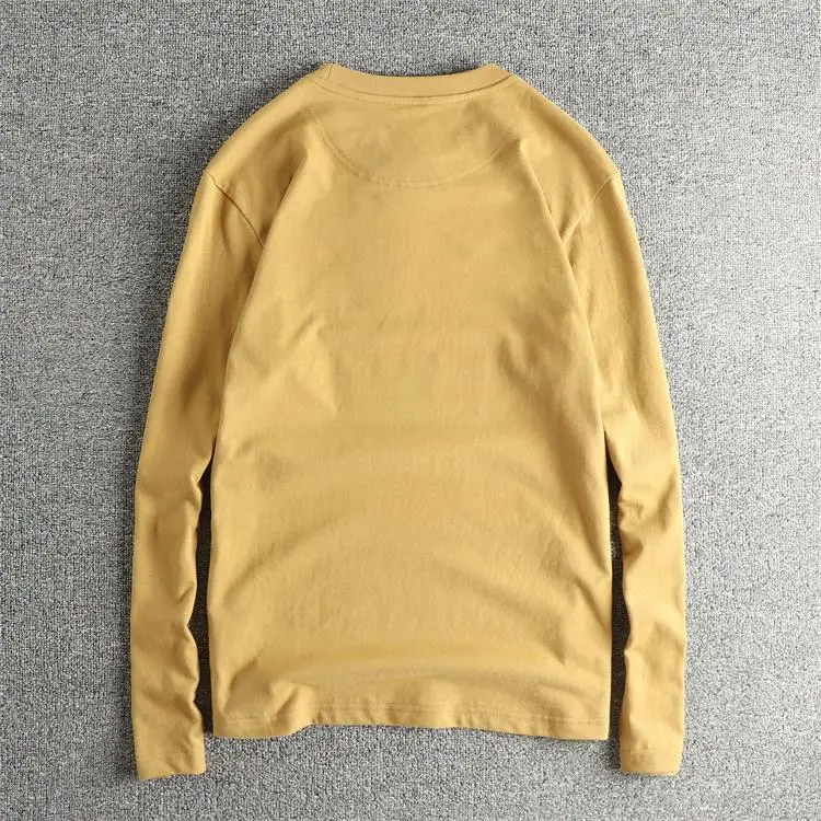 Autumn New American Retro Long-sleeved O-neck Trendy Printed Inner Cloth T-shirt Men's Fashion 100% Cotton Washed Casual Tops