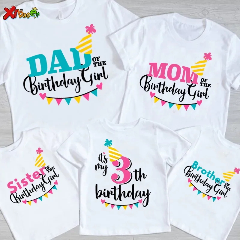 

Birthday Girl Shirt for Family Matching Clothes Tshirt Party Shirts Kid Clothing Children Baby Girl Outfit Little Girl Clothes
