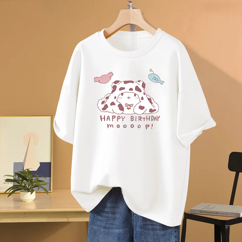 Sanrio T-shirt Marumofubiyori Men's and Women's T-shirt Casual Hip Hop Street Clothing Short T-shirt Student Printed T-shirt