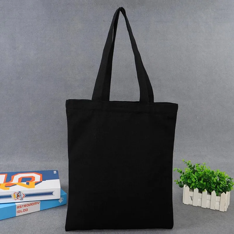 5 pcs White Pure Color Cotton Shopping Bag Women Linen Storage Handbag Canvas Portable Lady Girls Hand Tote Large Capacity