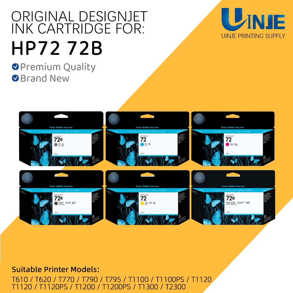 Original New For HP 72 72B HP72 Ink Cartridge For HP Designjet T610 T620 T770 T790 T795 T1100 T1120 T1200 T1300 T2300 3WX06A