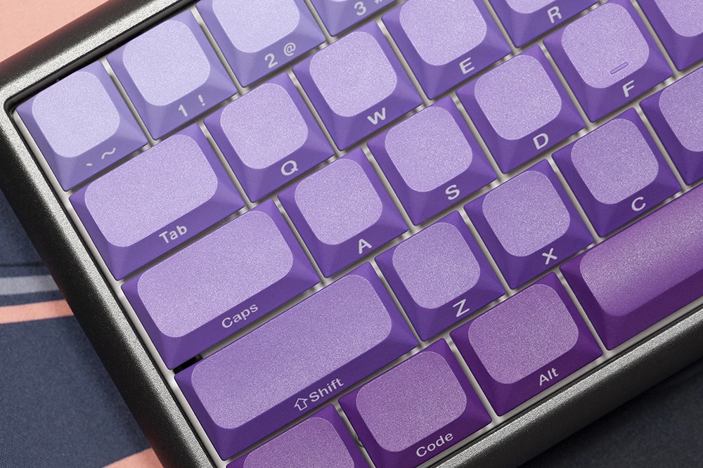 Imagem -04 - Gks Violet Gradient Keycap Low Profile mx Stem Gaming Teclado Mecânico Dye Subbed Keycap Fonte Side Print Roxo Fino