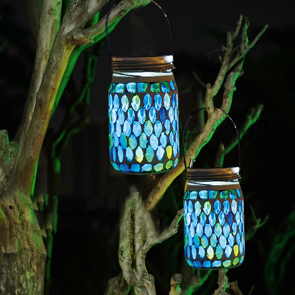 

LED Mosaic Solar Light Waterproof Solar Glass Bottle Jar Table Lamp Glass Table Lamp for Garden Party Camping Terrace Yard Decor