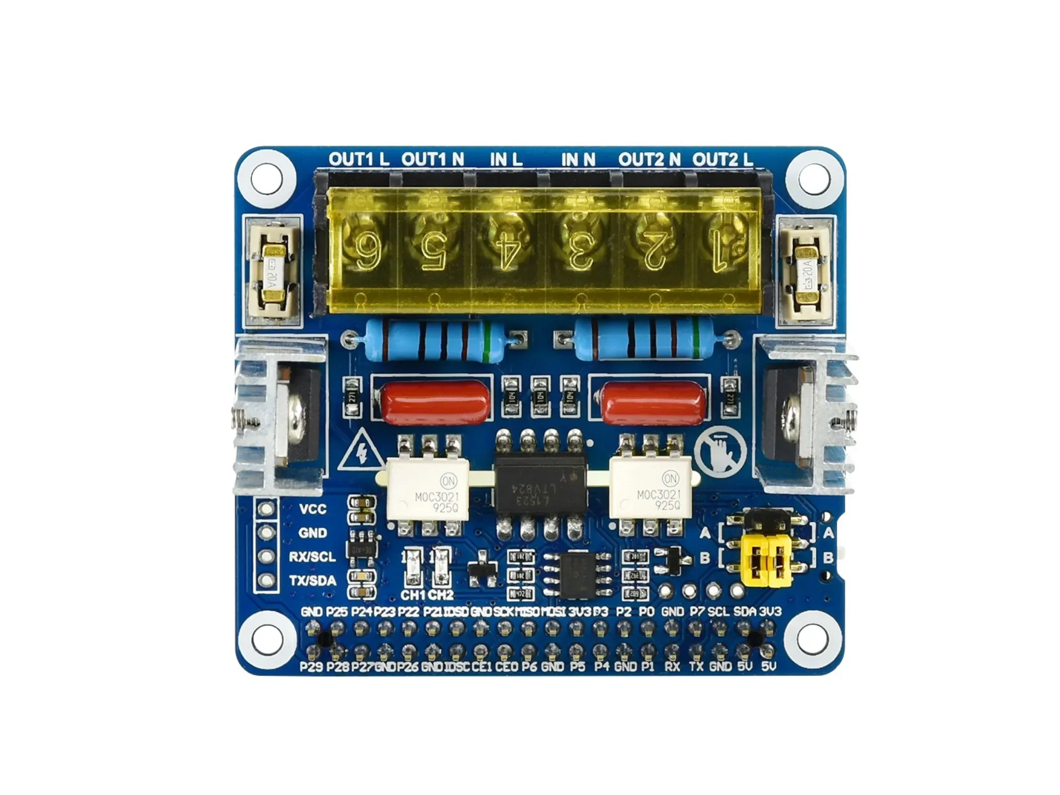 Raspberry Pi modul ekspansi triac dual-channel thyristor dengan kendali perintah MCU mendukung antarmuka UART dan I2C