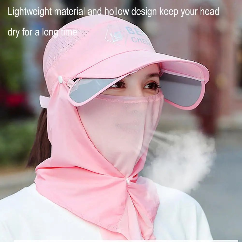 Versatile Summer Hats For Women Breathable Neck Face Protection Detachable Wide Brim Anti-UV Outdoor Fishing Cycling Sun Hat