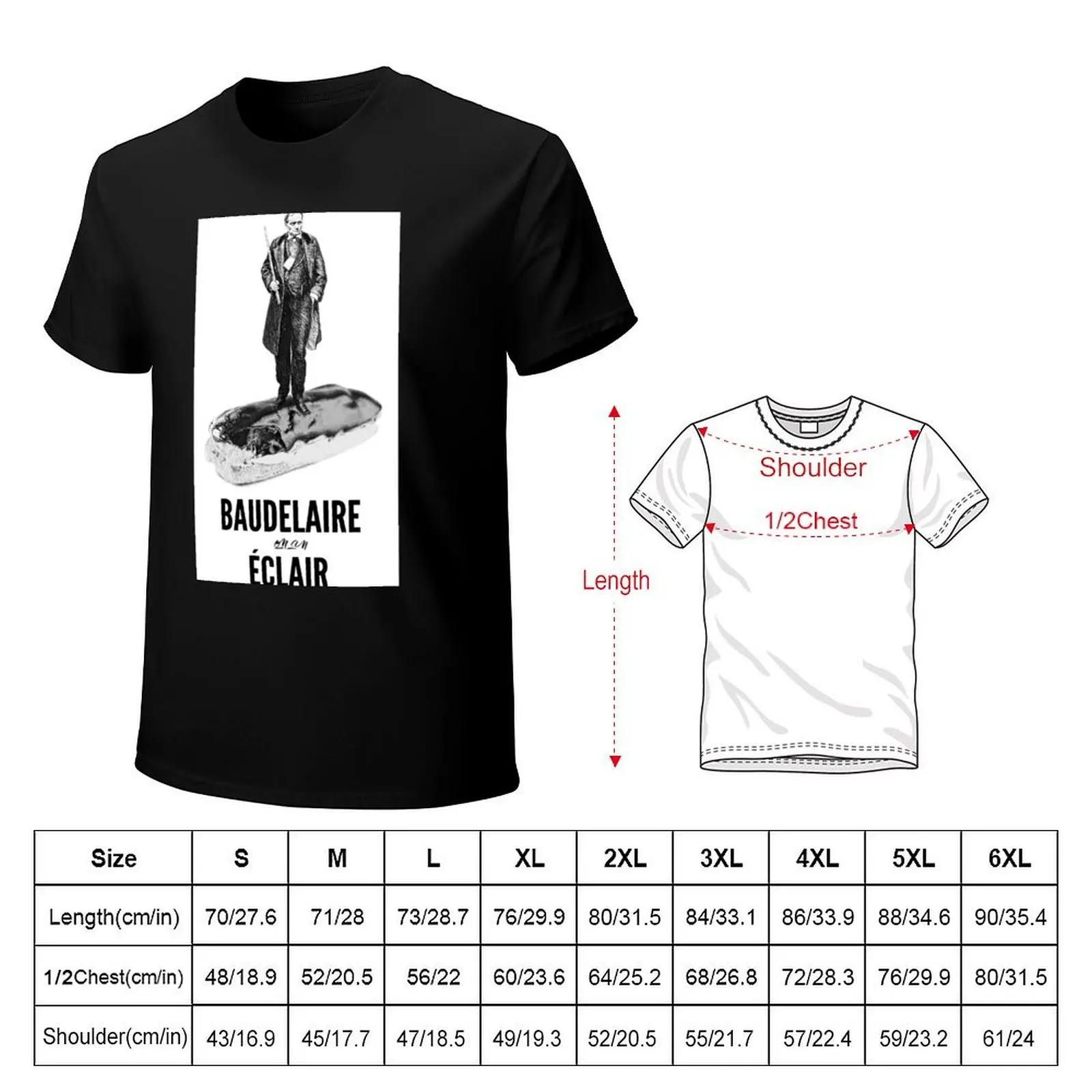 Poets & Pastries: Baudelaire on an Eclair T-Shirt Plus Size Summer Casual T-Shirt