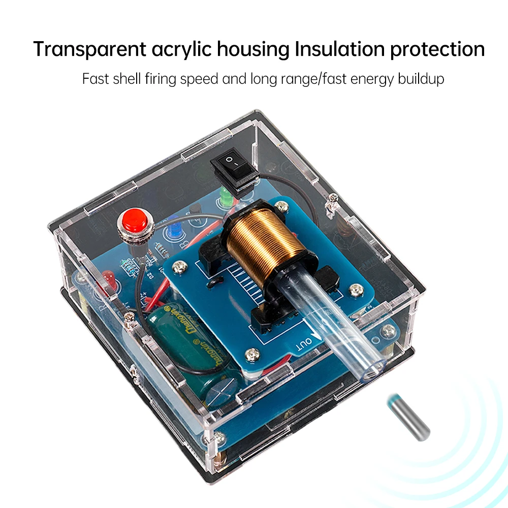 High Voltage Electromagnetic Cannon DIY Kit Primary Coil Booster Circuit Science Experiment Soldering Loose Parts