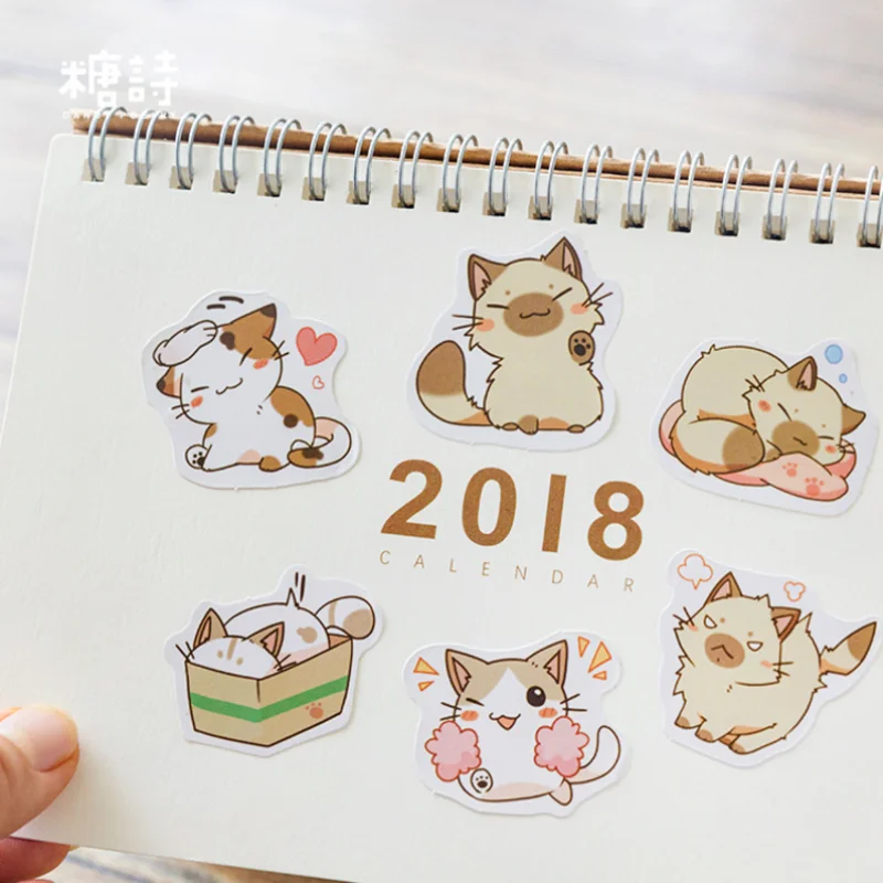 45 sheets/box of sealing stickers large collection of cute cartoon cat hand account decoration boxed stickers