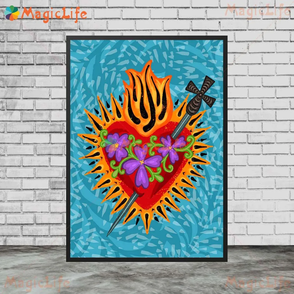 Catholic Heart of Mary Christ the King Nun Final Vows Wall Art Canvas Painting Wall Pictures For Living Room Home Decor Unframed