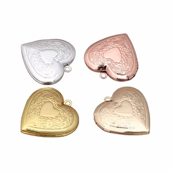 BoYuTe (10 Pieces/Lot) 28MM Brass Heart Floating Locket Pendant Materials Factory Supply Photo Locket Jewelry Accessories
