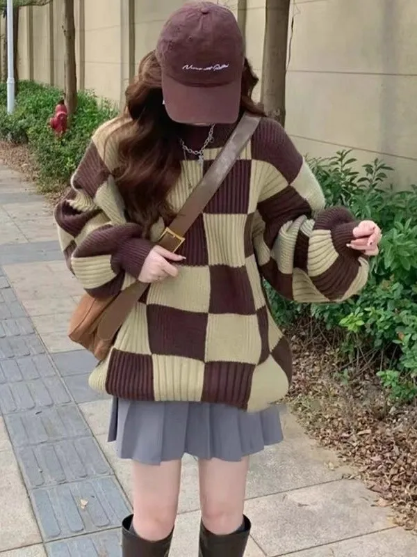 السيدات Thiened كسول Sle محبوك سترة الخريف الشتاء جديد وصول دافئ دافئ فضفاض صالح جولة Ne Long Sve أعلى