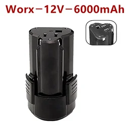 Rechargeable Li-Ion Battery Replacement for Worx 12V Electric Screwdriver 6000mAh WX125.6 WX125.5 WX382.3 WU025