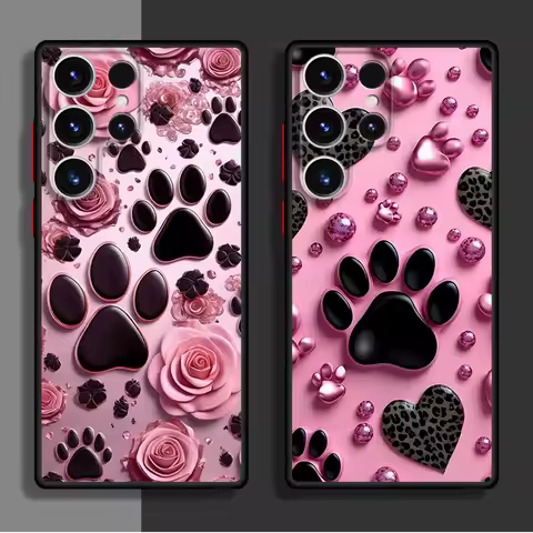 Cool Black Paw Print Phone Case for Samsung Galaxy S20 FE S23 Ultra S25 S22 Plus S24 Ultra S10 S9 S21 Soft Cover