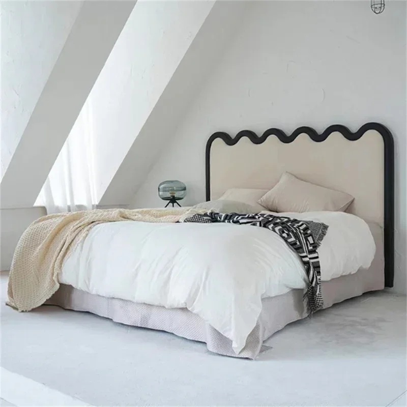 French Cream Style Fabric Bed Nordic Retro Affordable Luxury Bedroom Large Double Bed Marriage Bed Designer Model